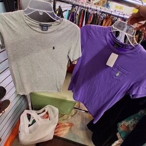 2 Polo Ralph Lauren Gray and Purple T-Shirts